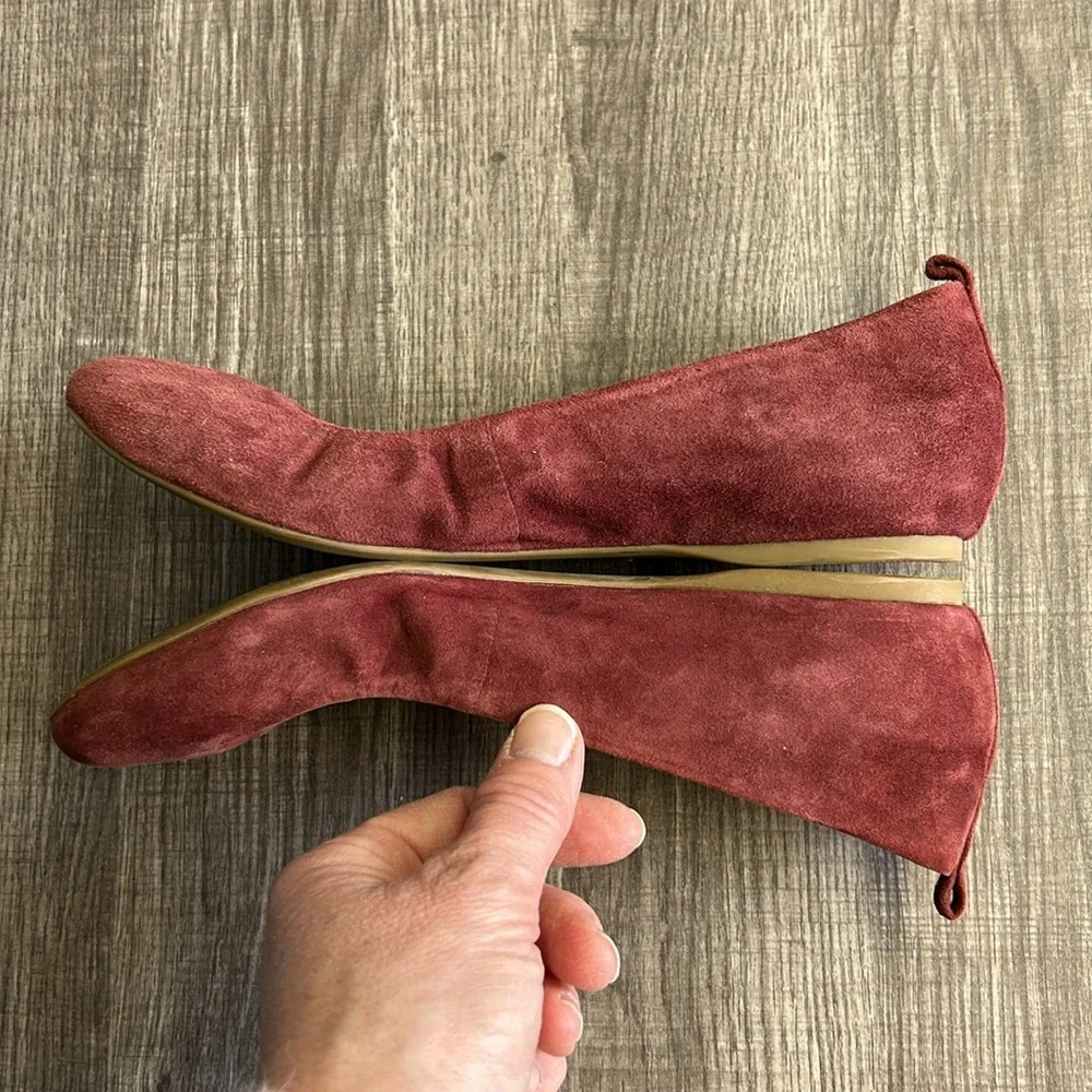 J. Crew Plum Purple Cece Suede Leather Ballet Flats Slip-On Hidden‎ Wedge 6.5